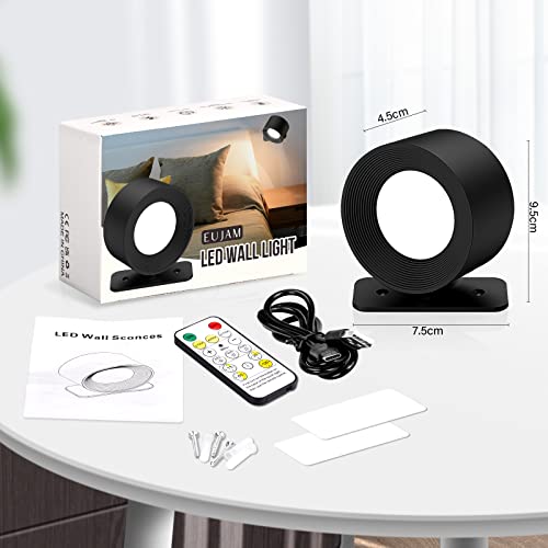 EUJAM LED Wandleuchte Kabellos - 10 Helligkeitsstufen, 3 Farbmodi, Touch Control