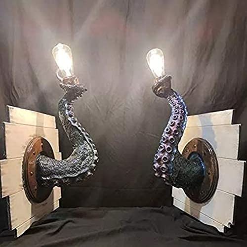Image of Resin Wall Lamp, Retro Octopus Electric Light Resin Wall Lamp Creative Tentacle Monster Wall Hanging Octopus Tentacle Lamp Holder Home Decoration, Suitable for Bars, Cafes, Corridors, Entrances, Attic