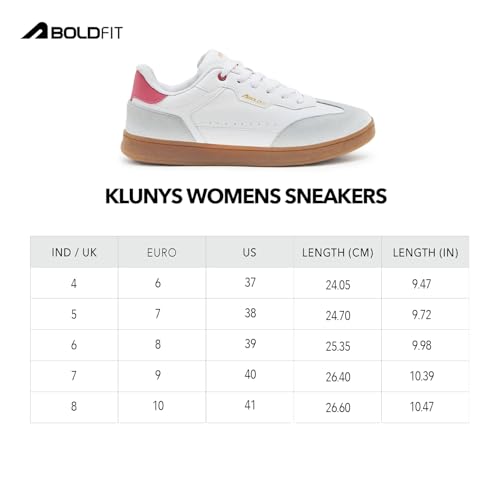 Image of Boldfit Sneakers for Woman Faux Leather Casual Shoes with Soft Cushion Insole, Lace-Up Eveyday Wear Footwear Women Sneakers Shoes Klunys Elite