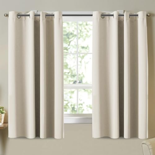 EOGILY Blackout Curtains Set of 2 Panels Thermal Insulated Grommet Window Drapes Thermal Window Drapes for Bedroom/Living Room (Beige 132 * 244cm)