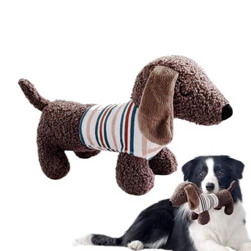 Dog Chew Hundespielzeug, quietschendes Plüsch, Dackel-Design für Welpen | Zahnreinigungstaste für Welpen, weiches Plüschtier, Kauspielzeug