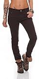Farbe : 5 Farben verfügbar Fashion4Young 10774 Damen Sexy Jeans Röhrenhose Pants Hose Damenjeans Gr. 36-44 (S=36, Dunkelbraun)