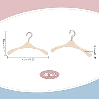Vista 2 de AHANDMAKER 30 perchas de ropa en miniatura, pequeñas perchas de madera de Burlywood en miniatura, perchero de ropa para decoración de casa
