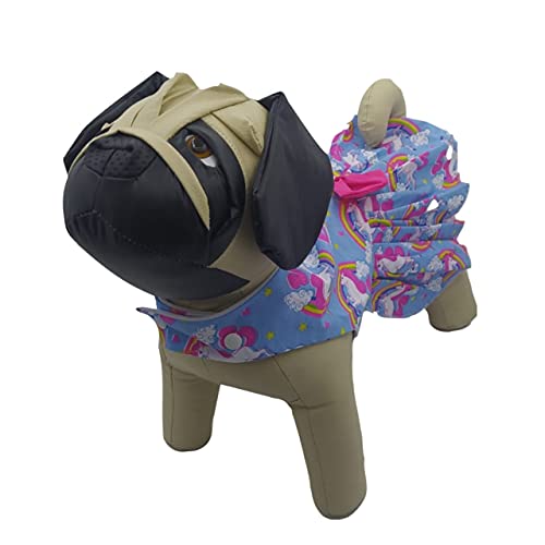 Roupa para cachorro - Vestido Pet Unicórnio Azul-100% Algodão Tamanho:PP