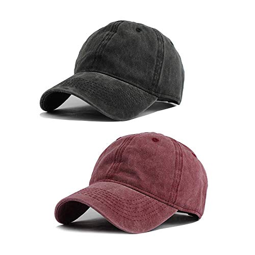 Image of HH HOFNEN Baseball Cap Washed Cotton Unstructured Vintage Hat for Men Women | Unisex Sports Ball Caps Sun Protection Adjustable Outdoor Curved-Brim Dad Hat Classic Plain Cap