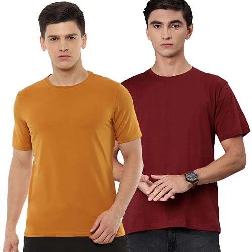 GenericLondon Crew || Round Neck || Half Sleeves || Plain || Solid || 100% Cotton || Mens T-Shirt || Combo - Pack of Two T-Shirts