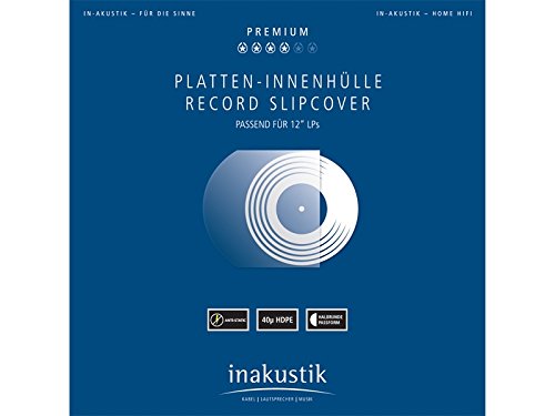 Preisvergleich Produktbild in-akustik 004528005 Premium Platten-Innenhüllen / Schützen audiophile Schallplatte vor Staub und anderen Verunreinigungen / 50er Set in Transparent / Antistatisch - 40µ HDPE - Half-round fit - 12" LPs