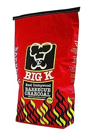 Big K Lumpwood Charcoal | Authentic Barbecue Taste | Ideal For Outdoor Barbeque Grill or Camping BBQs | 10kg