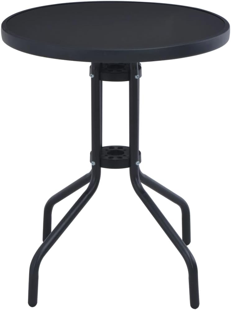 Patio Table Black,End Tables,Plant Table,Accent Table,Balcony Table,Snack Table,Telephone Table,Sofa Side Table,for Living Room,Balcony,Bedroom,Garden,Porch,Deck,Outdoor,23.6" Steel and Glass