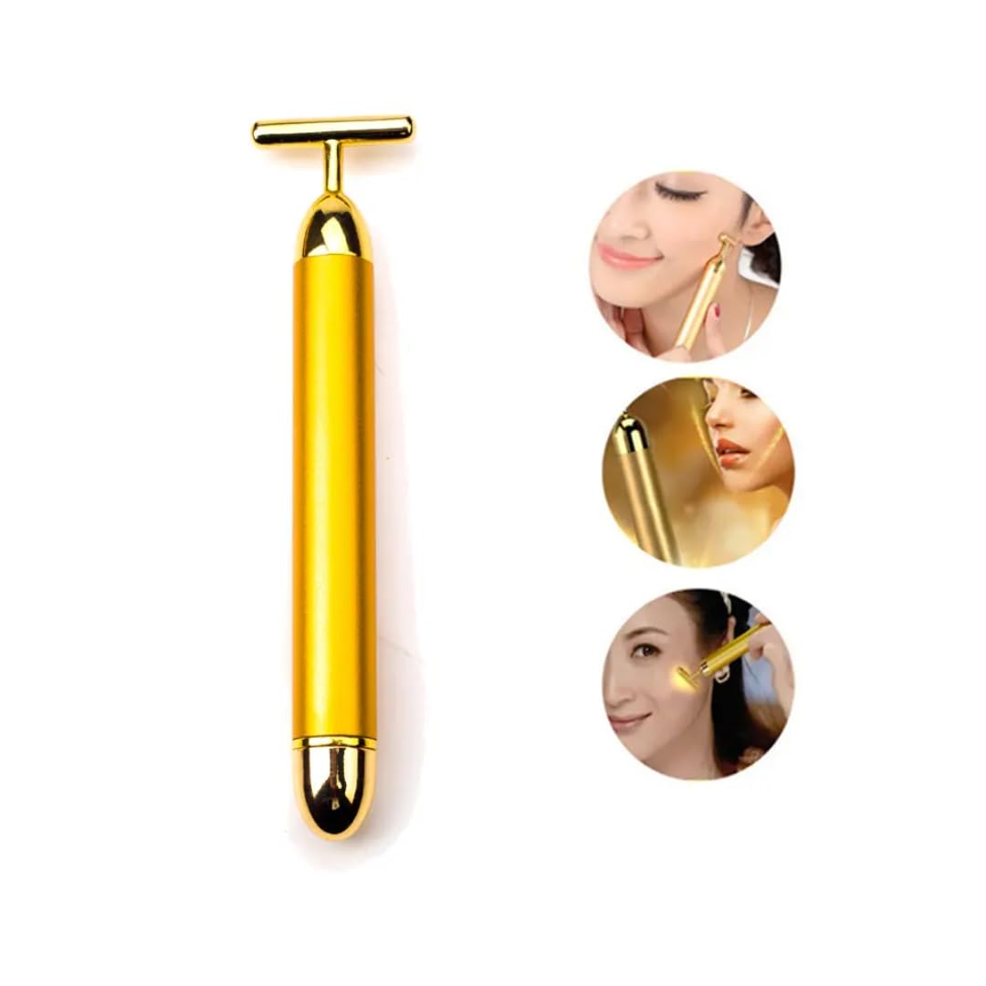 Massageador Facial Energy Beauty Bar Gold 24K Vibração Sônica
