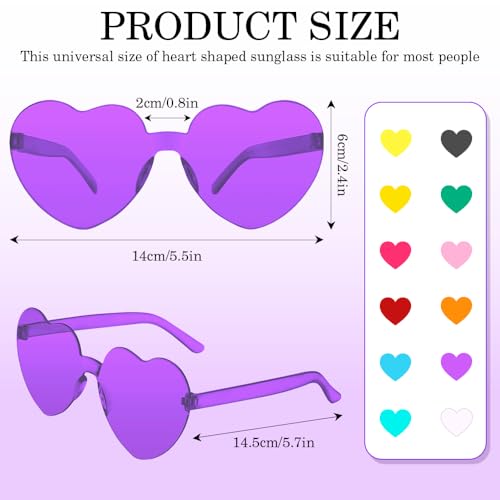 12 Pairs Heart Shaped Sunglasses Heart Glasses Rimless Sunglasses Bulk for Women Birthday Bachelorette Party Favor3