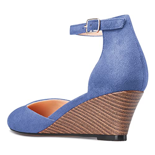 Castamere Women Chunky Block Mid Kitten Heel Round Toe Pumps Ankle Strap Classic Cute Office 2.0 Inches Heels3