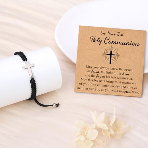 Image of Braided Rope Cross Bracelets First Communion Baptism Christian Birthday Valentines Christmas Easter Gifts