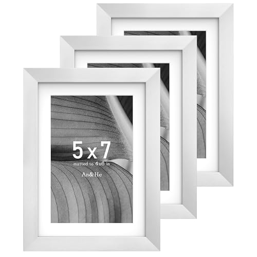 An&He 5x7 Picture Frame, Silver Photo Frame for Tabletop and Wall Display, Minimalist Design, Set of 3