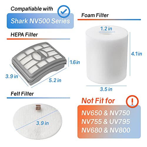 Hepa Filter And Foam & Felt Filter Replacements For Shark Xhf500 Xff500 Rotator Pro Lift-Away Nv500, Nv501, Nv505, Nv552 #TOP1