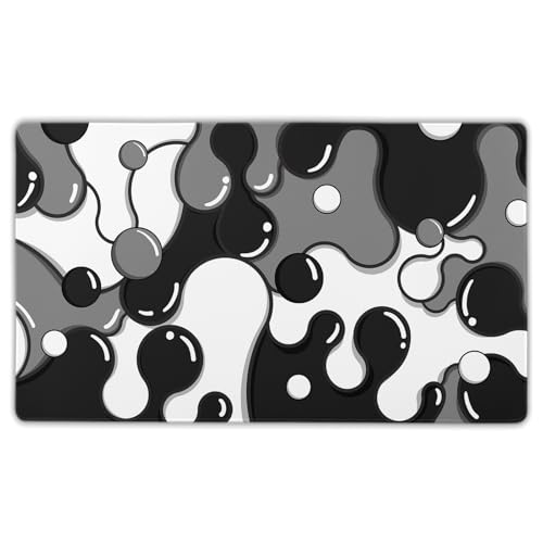 Image of Black White Grey Mouse Pad XL Large Anime Cool Geometric Japanese Extended Desk Mat 60x35 CM Non-Slip Rubber Base Stitched Edge Large Mousepad for Desk Gaming Laptop Desktop,24x14 Inch