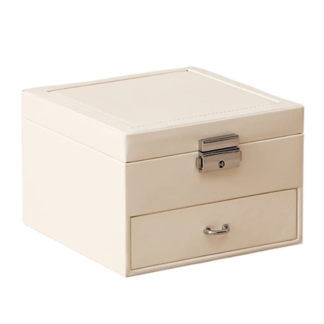 IRYZE Organizador de Joyas Joyero Caja de Joyería Caja De Almacenamiento De Joyas Joyero con Cerradura Espejo Grande Y 2 Capas Collar Pendientes Anillo Estante De Almacenamiento Joyeros