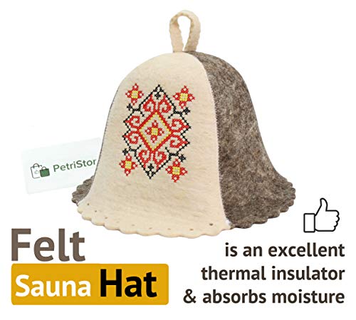 Wool Sauna Hat for Women Protect Hair Ornament Red - Sauna Cap for Men - Banya Hat for Men - Felt Wool Sauna Hair Protector