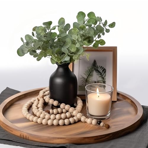 11.5 Inch Small Wood Round Decorative Tray for Home Decor,