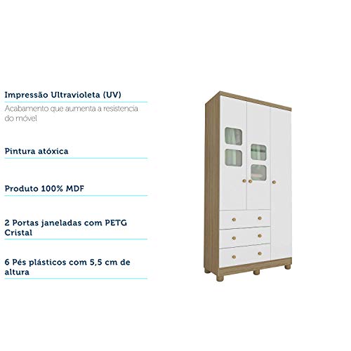 Quarto Completo com guarda Roupa 3 portas e minicama Uli e Cômoda Júnior simples Peroba Móveis