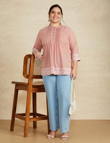 Image of Amazon Brand - Myx Women Cotton Regular Fit Casual Kurti (Available in Plus Sizes)