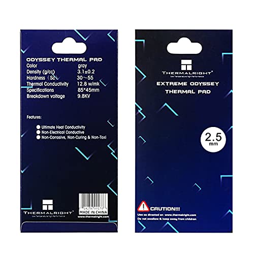 SWECENT Thermalright Thermopad 12.8 W/mK, 85x45x2.5 mm, nicht leitfähige Hitzebeständigkeit, hohe Temperaturbeständigkeit, Silikon Thermopads für PC Laptop Kühlkörper,GPU,CPU,SSD,LED Kühler Cover