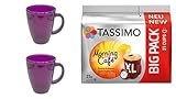 Tassimo XL Morning Café XL, 21 Kaffee Kapseln im Big Pack, 163.8 g plus 2 Gläser mit Henkel metallic 380ml