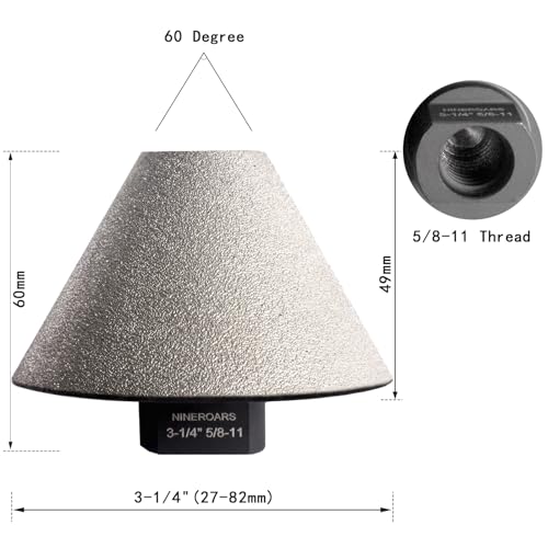 Nineroars ZDBCB082 Diamond Beveling Chamfer Bits 3-1/4 Inch 82Mm X 5/8"-11 Thread Diamond Countersink Drill Bits For Shaping Enlarging Trimming Cleaning Existing Holes In Granite Marble Ceramic Tile thumb #1
