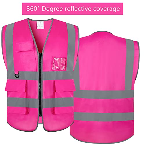 Vicrr High Visibility Safety Vest With Reflective Strips Pockets, Work Vest For Men & Women #TOP1