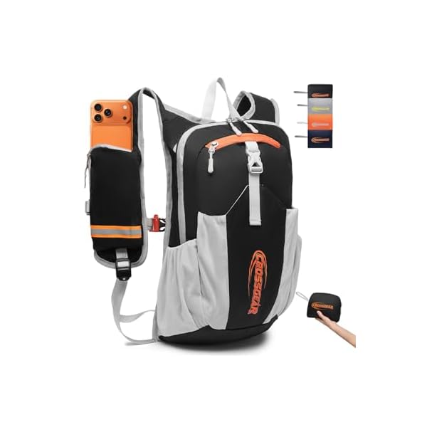 16L Small Hiking Backpack, CROSSGEAR Lightweight Waterproof Foldable Backpack, Travel Camping Outdoor Daypack for Women Men, Black