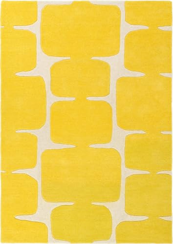 Image of Restoration and Renovation Modern Wool Area Rug - Contemporary Abstract Geometric Design, Thick & Soft Hand-Tufted Carpet - Ideal for Indoor Decor in Living Room, Bedroom (Honey, 8' x 10')