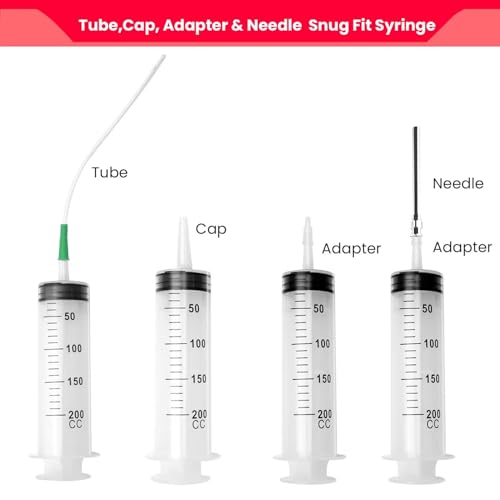 200ml Large Plastic Syringe with Tubing Tip Cap Needle Brush for Liquid Jello Shots Oral Lip Gloss Crafts Epoxy Feeder Pet Watering Party Enema Irrigator Measure Refill Oil Glue Applicator Dispenser