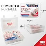 Ready First Aid 108 Piece Home First Aid Kit - Camping, First Aid Kit for car, Camping Essentials, Hiking, Home Essentials, Car Emergency Kit, Hiking Gear, First Aid Kit Travel, Car Essentials, Survival Kit