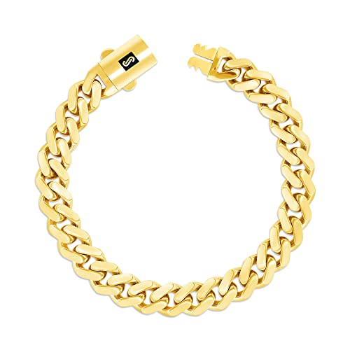 Nuragold NG10YMNH9MM-9 10K Yellow Gold 9Mm Royal Monaco Miami Cuban Link Chain Bracelet thumb #5