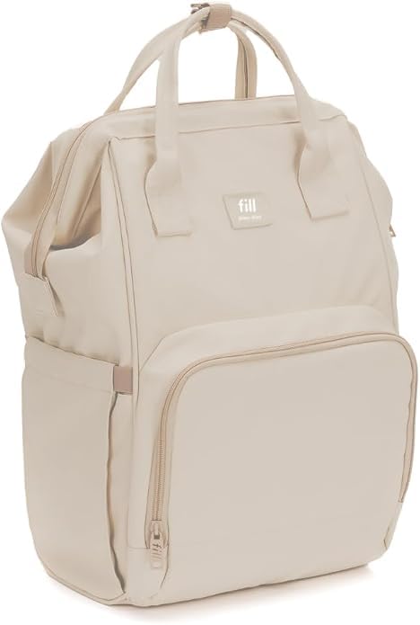 Fillikid Barcelona - Mochila cambiador con espacio de almacenamiento variable, múltiples bolsillos interiores y exteriores, correas acolchadas para el hombro, diseño moderno, beige, Siehe
