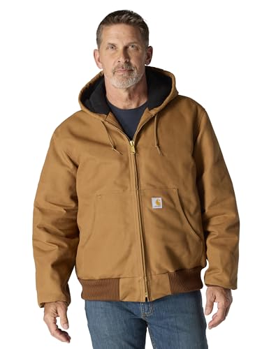 Carhartt Men's J140 Loose Fit Firm Duck Insulated Flannel-Lined Active Jac, Carhartt Brown, Large