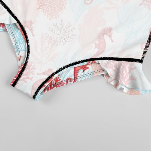 Image of Girls One Piece Swimsuit Cute Alpacas Hearts Stars Ruffles Swimwear Bathing Suits 3-12 Years