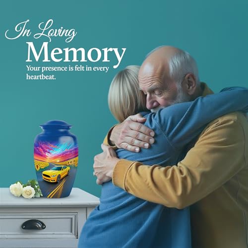 Image of Car Urn - Decorative Urn for Ashes - Combo 1 - Large with 3 Inch Pack of 1 - Cremation Keepsakes for Human - Urns for Ashes Adult Male & Female - Small Keepsake Urns