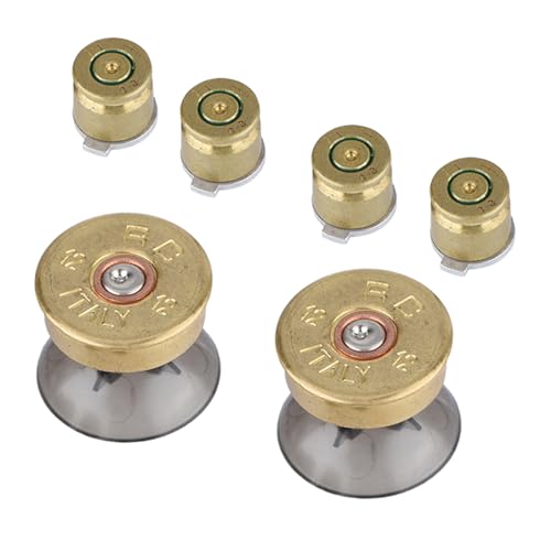 Wendry Botones de bala de metal dorado y pulgar analógico de bala, juegos de botones de bala de metal de repuesto, botones de bala diseñados para controladores de PS4