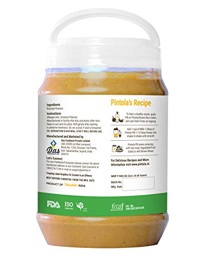 Image of Pintola Organic Peanut Butter (Crunchy) (1kg) + Pintola All Natural Peanut Butter (Crunchy) (2.5 kg) (Unsweetened, Non-GMO, Gluten Free, Vegan)