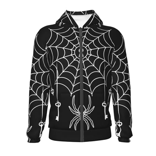Spider, lock and Web Kids Pullover Hoodies Boys Zip Up Sweatshirts Girls Athletic Clothes with Pocket2