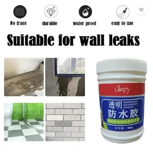 Image of Transparent Waterproof Glue 300g with Brush, Waterproof Glue for Roof Leakage Crack Seal Water Leakage Agent, Roof Waterproofing Coating Sealant Protection Outdoor Bathroom Wall Tile Window