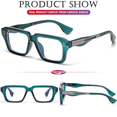 Image of AIEYEZO Fashion Square Blue Light Glasses for Men Women Retro Thick Frame Blue Light Blocking Computer Glasses