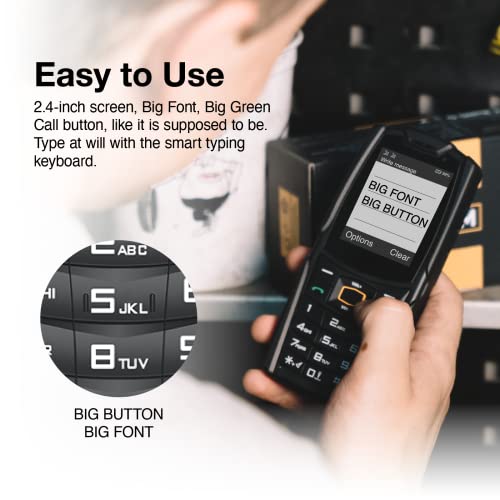 Agm M6 4G Rugged Phone Unlocked With Charging Dock Bar Phone Cell Phone For Seniors, Easy-To-Use Big Font Big Speaker, 2.4" Screen 48Mb+128Mb, 2500Mah Battery, No App No Android, Fm/Led Torch #TOP2