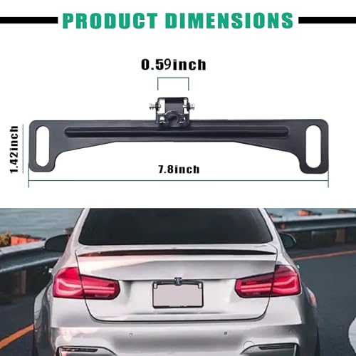 Image of Pack-1 Car 0.87 inch Square Reversing Camera Metal Bracket, 7.68 inch x 1.34 inch Waterproof Anti-Rust License Plate Bracket, Dash Cam Stable Shockproof Mounting Accessories, Universal for Cars (Black)
