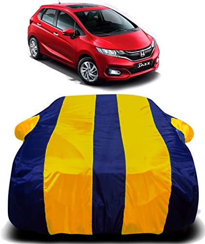 Image of Waterproof Car Cover Compatible for Honda Jazz 2020 with Ultra Surface Body Protection (Yellow Stripes)