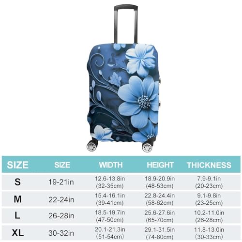 Luggage Cover Travel Suitcase Cover Elastic Washable Luggage Protector with Zipper Blue Flowers Anti Scratch Suitcase Protector Funny Luggage Sleeve for Suitcase 19'' - 32''2
