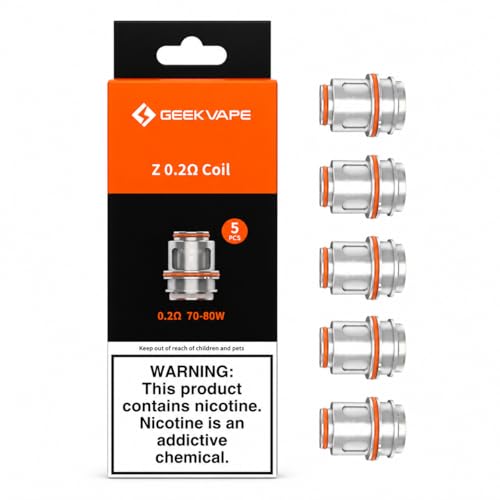 GEEKVAPE Z Series 0.2 Ohm Mesh Coils [Pack of 5] - Dense Vapour Intense Flavour 70 to 80W DL Vaping Press Fit System Replacement Coil for AegisLegend/AegisSolo/Obelisk/Zeus/Z Tank No Nicotine