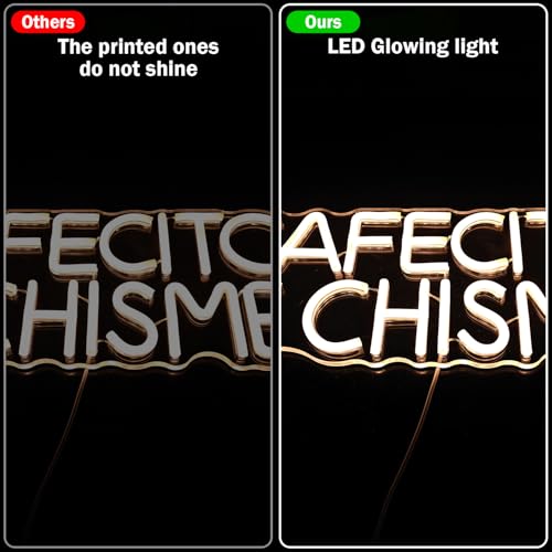 Image of Funny Cafecito Y Chisme Neon Sign for Wall Decor Dimmable Cafecito Y Chisme Sign Mexican Gifts for Women Led Neon Light Sign for Bedroom Coffee Lover Gifts Home Kitchen Decoration