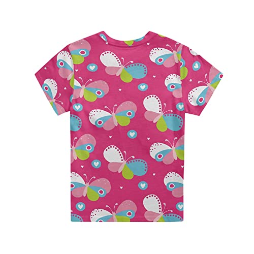 Gludear Kids Tops Tees Girl Boy Novelty 3D Graphic O-Neck Short Sleeve Casual Pullover Blouse T-Shirt,Colorful Butterfly,9-10 Years #TOP5